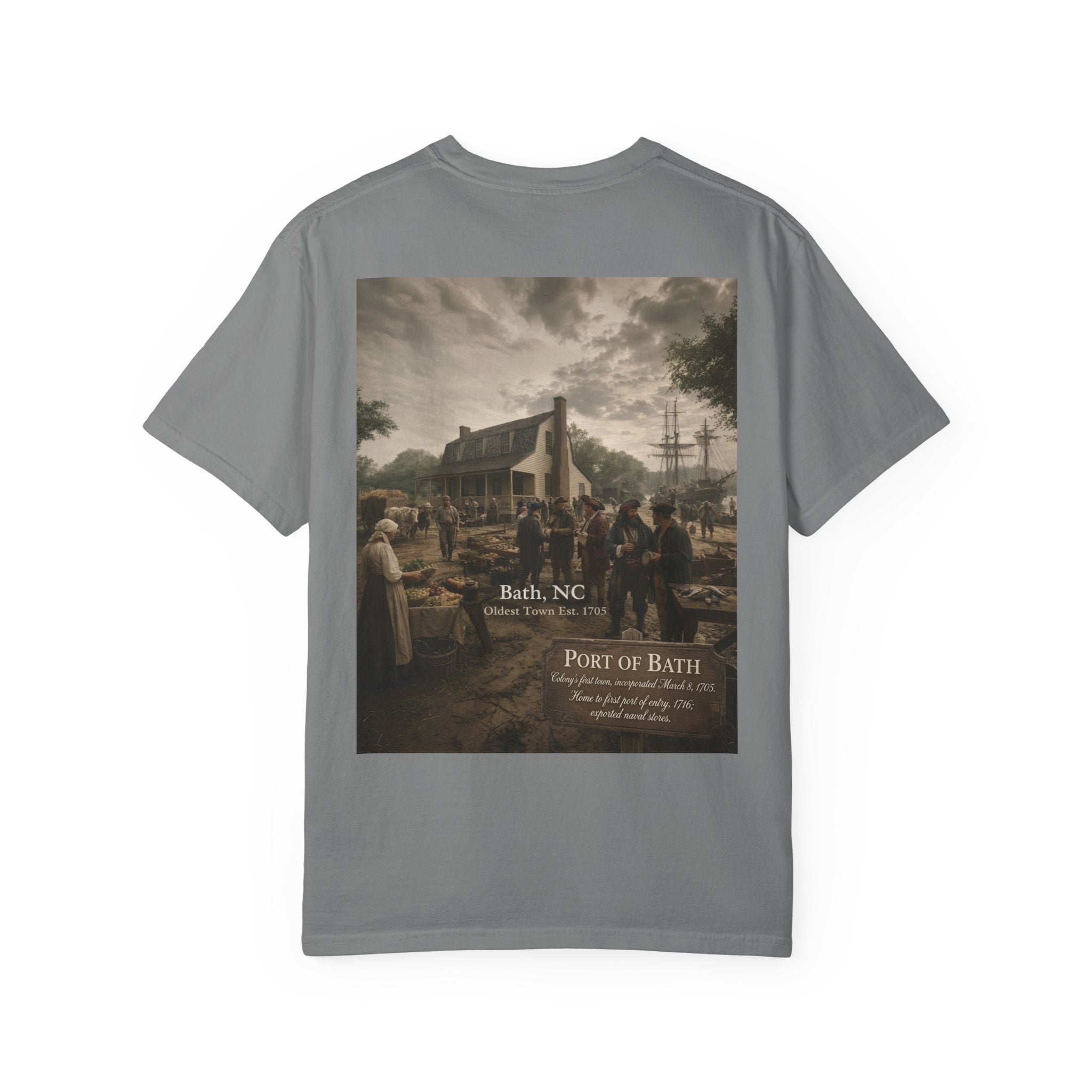 Historic Port of Bath NC T-Shirt – Colonial Pamlico River Waterfront Scene