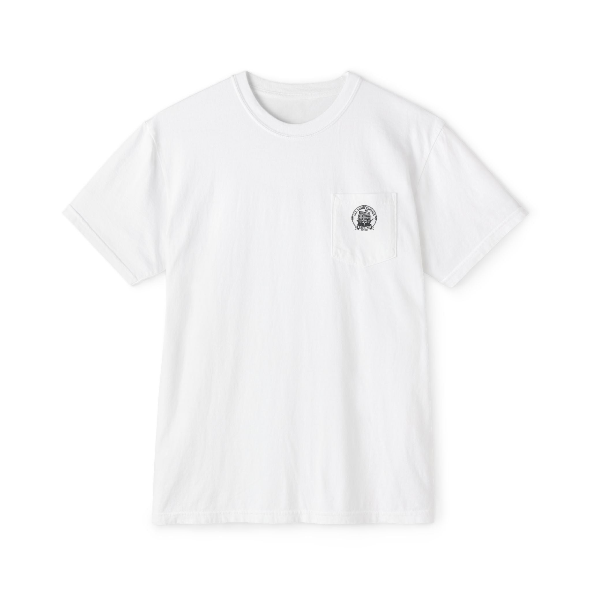 Pocket T‑Shirt — Vintage Port of Bath, NC Scenic Print