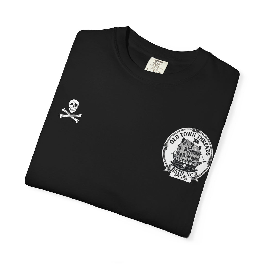 Edward Teach (Blackbeard) Pirate T-Shirt — Bath NC Historic Sign Graphic