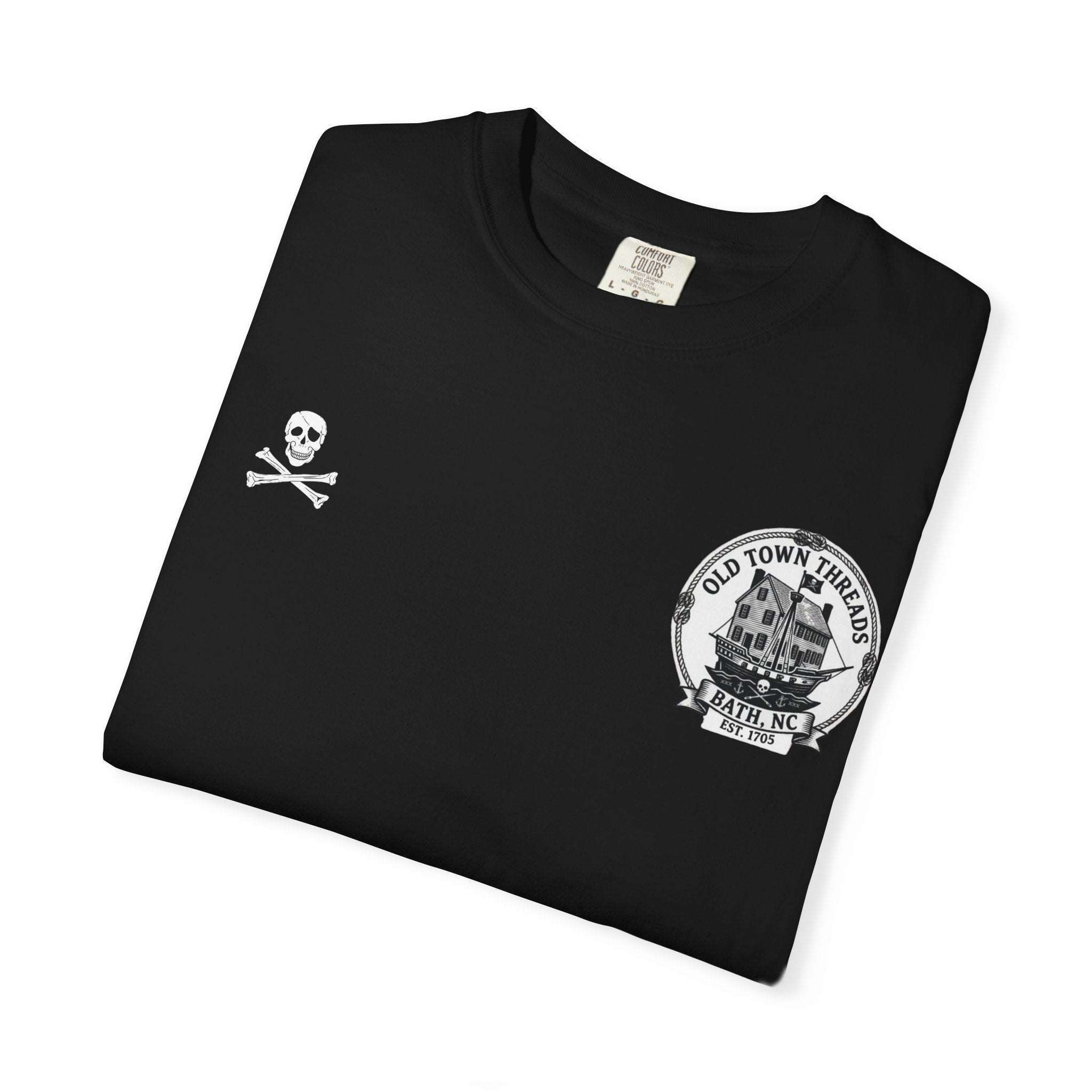 Edward Teach (Blackbeard) Pirate T-Shirt — Bath NC Historic Sign Graphic