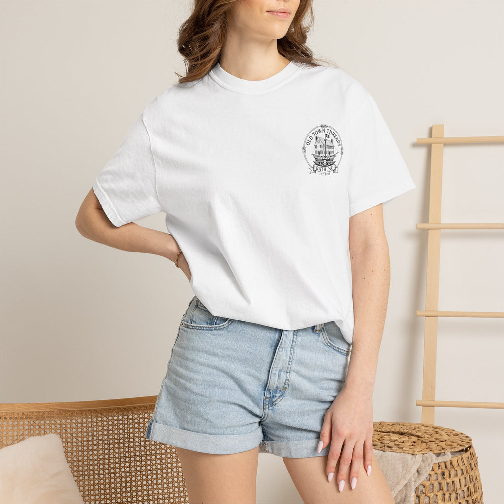 Historic Bath, NC T-Shirt — Kids Fishing Vintage Town Scene Tee
