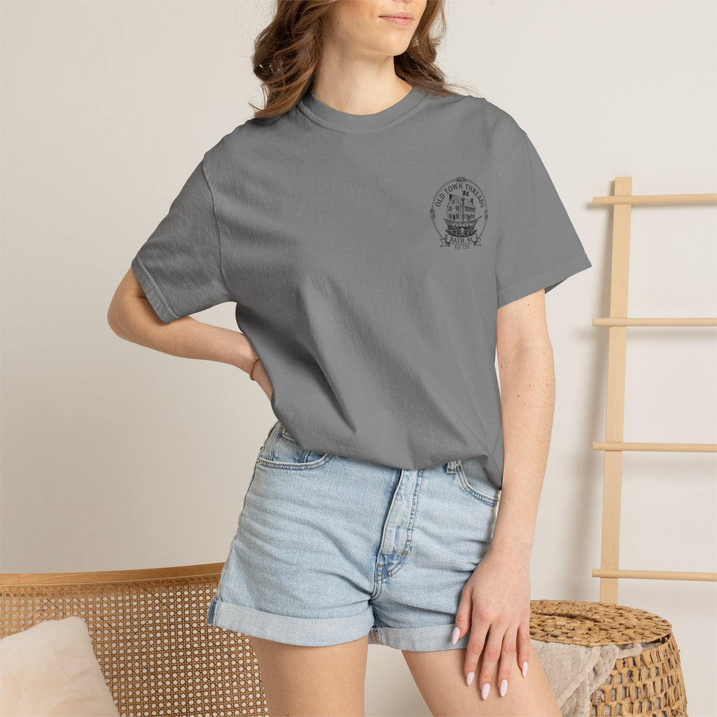 Historic Bath, NC T-Shirt — Kids Fishing Vintage Town Scene Tee