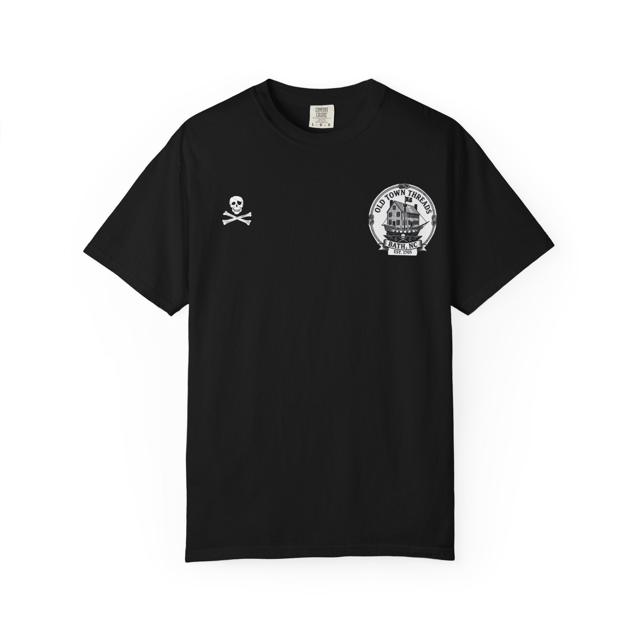 Edward Teach (Blackbeard) Pirate T-Shirt — Bath NC Historic Sign Graphic