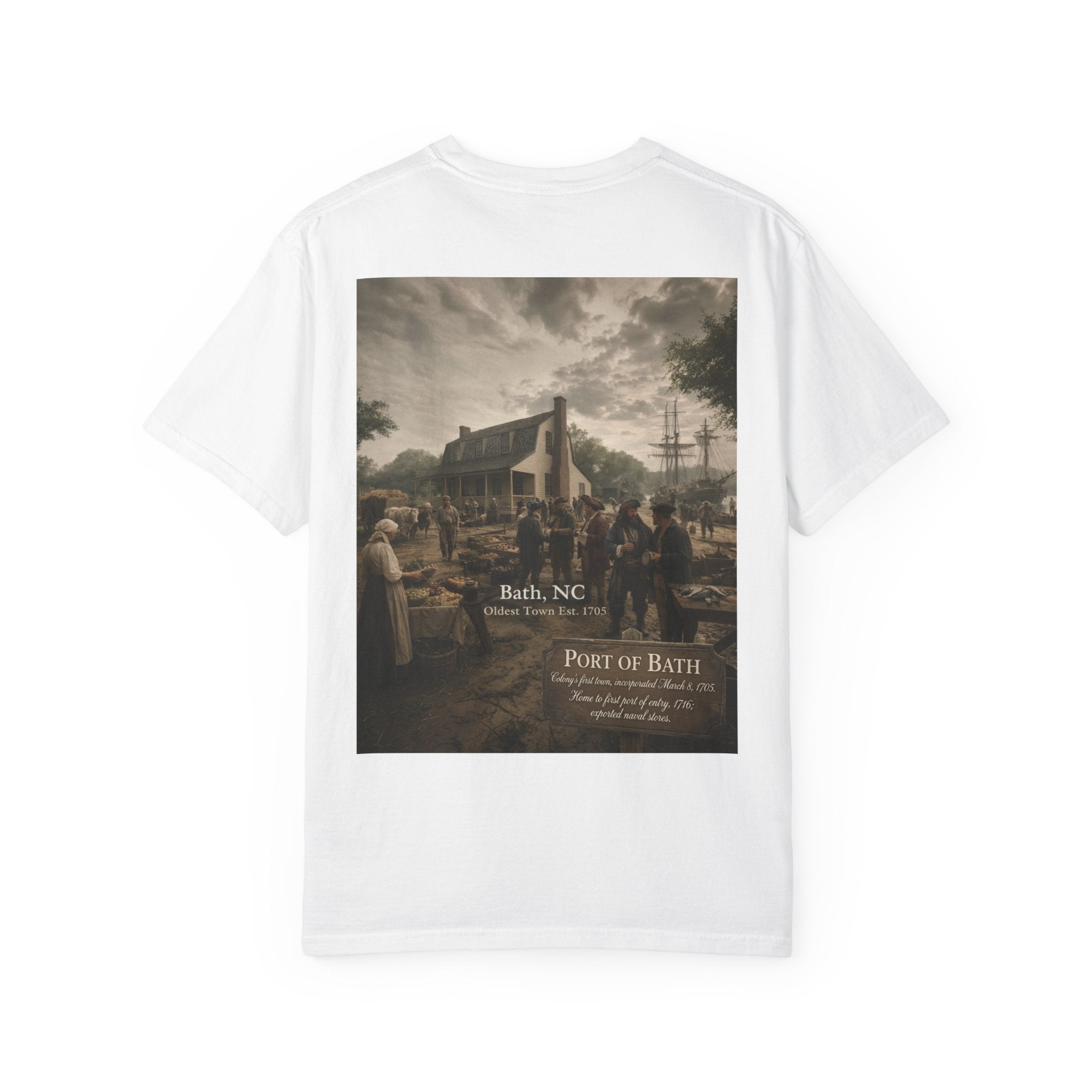 Historic Port of Bath NC T-Shirt – Colonial Pamlico River Waterfront Scene