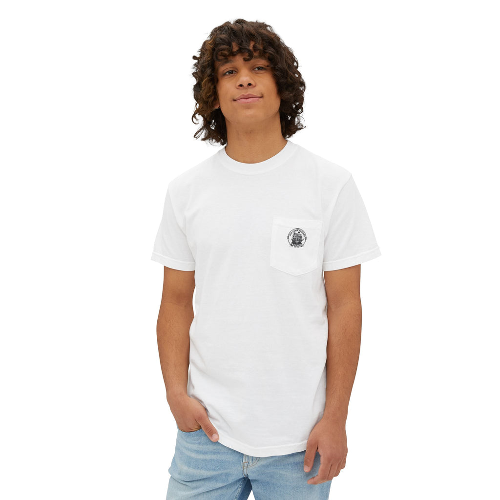 Historic Bath, NC Pocket T‑Shirt — Colonial Kids Fishing Graphic Tee
